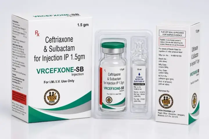 VRCEFXONE&trade;-SB — Ceftriaxone & Sulbactam for Injection IP 1.5 gm carton, vial and sterile water ampoule